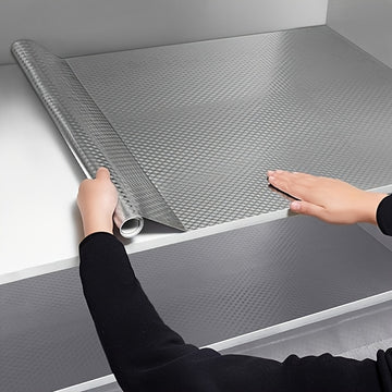 Adhesivos de aluminio impermeables y antiadherentes para cocina, cortables, autoadhesivos, papel tapiz con textura plateada, revestimiento resistente a aceites y calor, papel decorativo antideslizante para encimeras y gabinetes