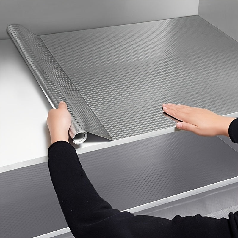 Adhesivos de aluminio impermeables y antiadherentes para cocina, cortables, autoadhesivos, papel tapiz con textura plateada, revestimiento resistente a aceites y calor, papel decorativo antideslizante para encimeras y gabinetes