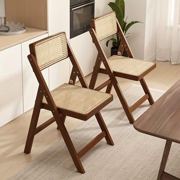 1 pieza, silla plegable de alta calidad para sala de estar y comedor con respaldo, ligera y portátil, cómoda y duradera, diseño que ahorra espacio, estructura de bambú sólido - estable y duradera (puede soportar 149,69 kg) Fácil de limpiar - Muy adecuada