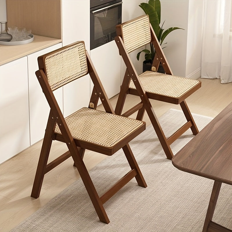 1 pieza, silla plegable de alta calidad para sala de estar y comedor con respaldo, ligera y portátil, cómoda y duradera, diseño que ahorra espacio, estructura de bambú sólido - estable y duradera (puede soportar 149,69 kg) Fácil de limpiar - Muy adecuada