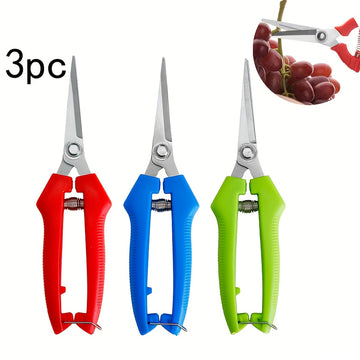 3 piezas de tijeras de poda coloridas - Tijeras de jardín de acero inoxidable para árboles frutales, agarre ambidiestro, estilo clásico, no necesita electricidad, ideal para podar flores y ramas, herramienta de jardinería
