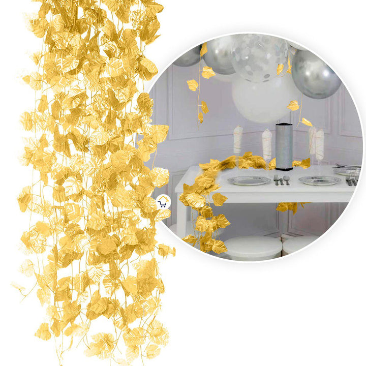 Enredadera Decorativa X12 Metálica Follaje Artificial Decoración Hogar Jardín HG04