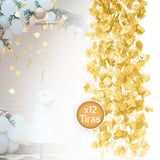 Enredadera Decorativa X12 Metálica Follaje Artificial Decoración Hogar Jardín HG04