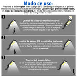 Lámpara Exterior Emergencia Reflector Solar Sensor Movimiento JX616E
