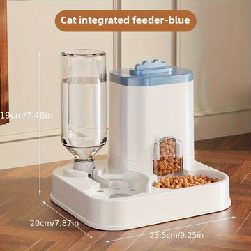 Dispensador automático de agua para gatos y perros con comedero integrado, capacidad de 1 a 10 litros, sin pilas, diseño moderno en blanco para fácil limpieza e hidratación, solución duradera para mascotas, alimentador automático, accesorio elegante, con
