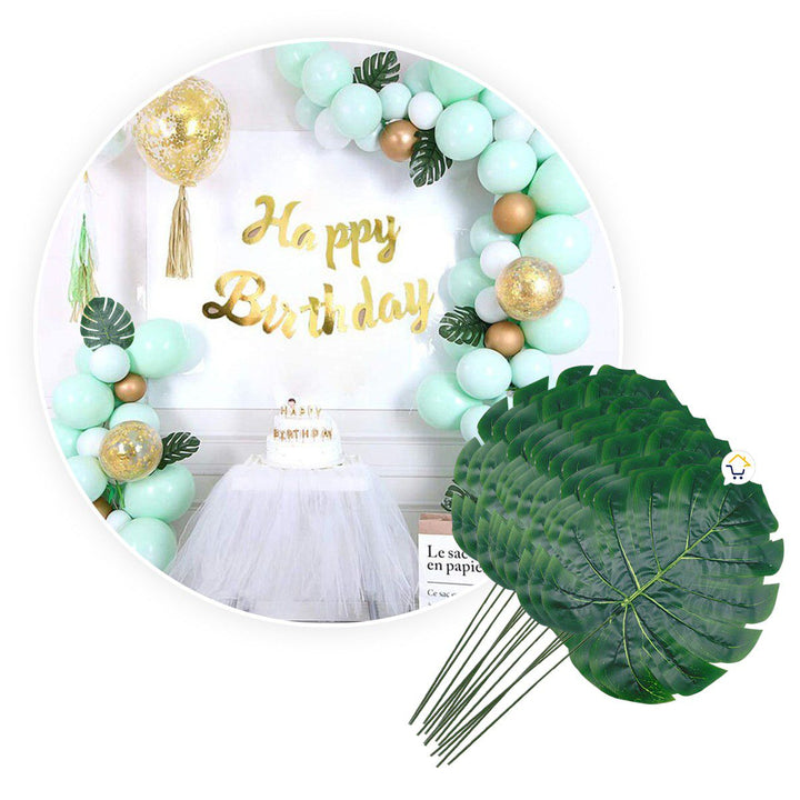 Plantas Artificiales Hojas Grandes X12 Decoración Tropical Fiestas 6290