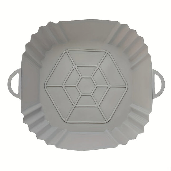 1pc Bandeja Reutilizable de Silicona para Freidora de Aire - Plato Hexagonal Antiadherente, Seguro para Microondas y Freidoras, Fácil Limpieza, Silicona Alimentaria para Cocina Saludable, Resistente hasta 450°F, Compatible con la Mayoría de Freidoras