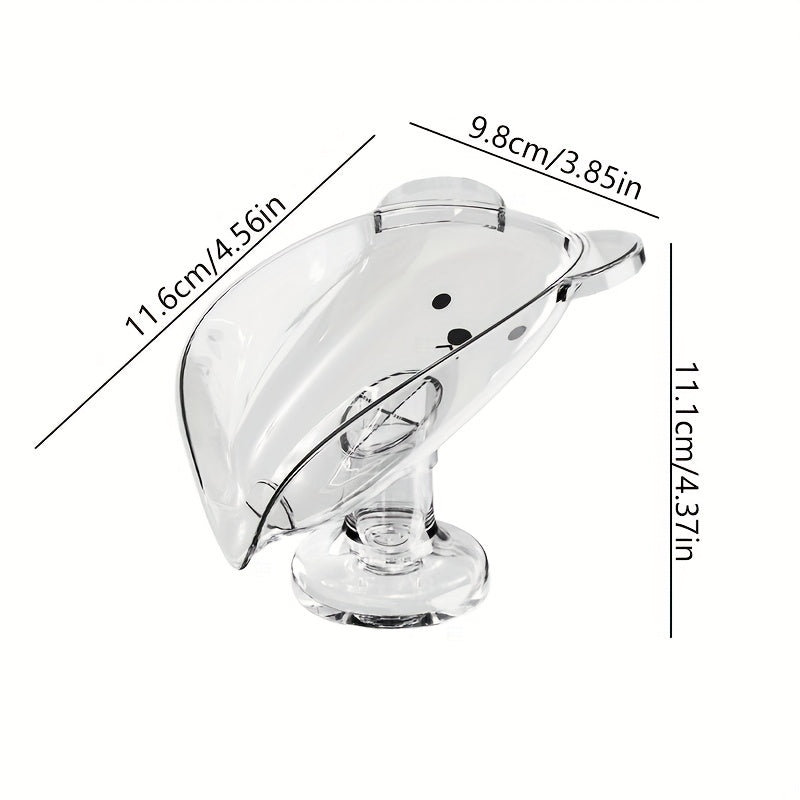 1pc Jabonera Inspirada en Dibujos Animados con Ventosas Fuertes - No Requiere Taladro, Diseño de Auto-Drenaje, en Forma de V, Transparente y Gris, Ideal para Baño, Barco, RV, Soporte para Jabonera