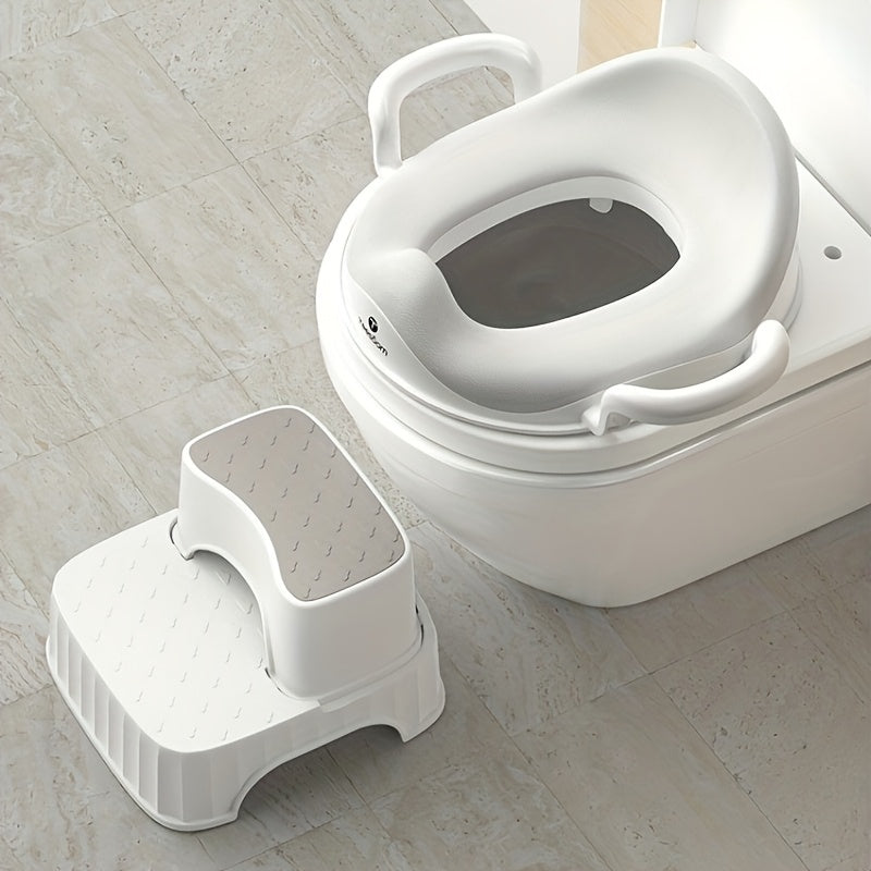 Taburete de Plástico de Dos Pasos en Un Paquete, Superficie y Base Antideslizante, Portátil con Tapa de Poliéster, Duradero, Multifuncional, Adecuado para Varios Tipos de Habitaciones, Baño, Cocina y Entrenamiento Higiénico, Apilable