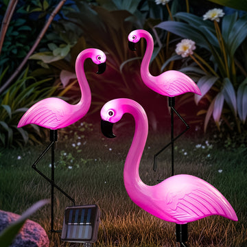1/3pcs Luces Solares Exteriores de Flamenco para Jardín, Luz LED de Estaca para Camino, Césped, Paisaje, Decoración Festiva