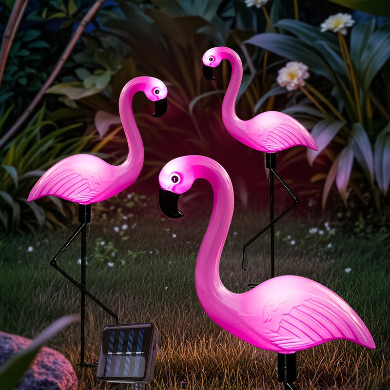 1/3pcs Luces Solares Exteriores de Flamenco para Jardín, Luz LED de Estaca para Camino, Césped, Paisaje, Decoración Festiva