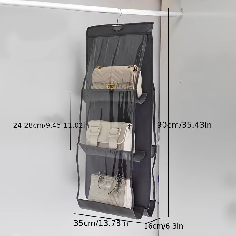 Bolsa de almacenamiento colgante para bolsas, hecha de tela no tejida, a prueba de polvo, organizador de varias capas para uso doméstico.