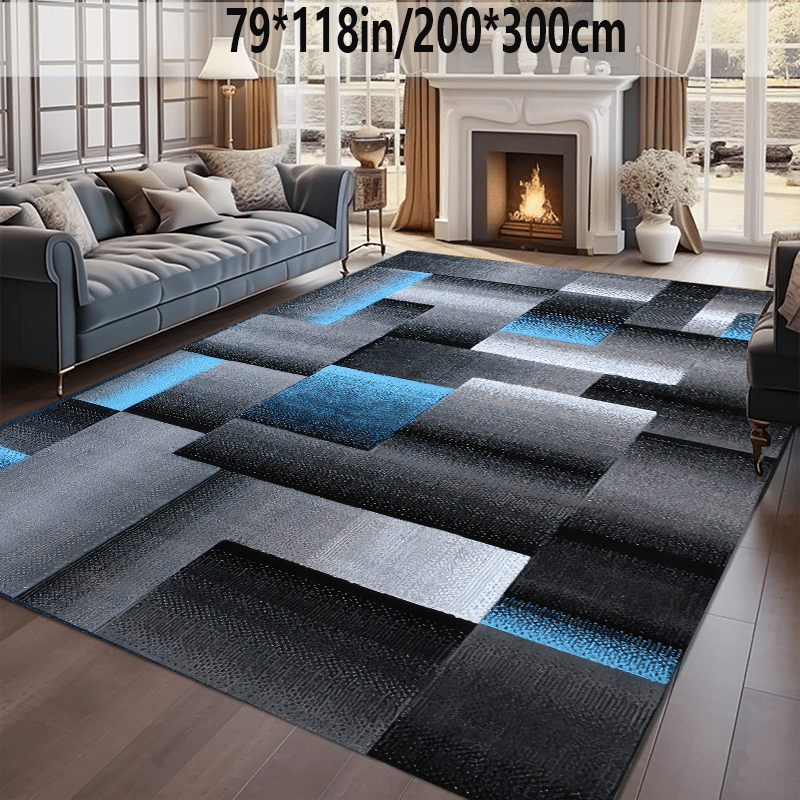 1pc Alfombra de decoración de Navidad, geométrico abstracto, estilo nórdico, antideslizante, lavable en máquina, fibra de poliéster 100%, para salón, sofá, mesa de café, mesita de noche, mesa de comedor, cocina, sala de juegos, interior, exterior, jardín