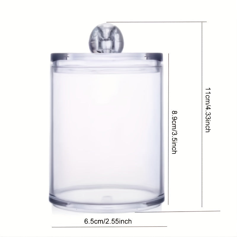 4 unidades/3 unidades/2 unidades/1 unidad de contenedores de hisopos de plástico transparente con tapa, acabado pulido, dispensador de mostrador para hisopos, almohadillas de maquillaje, cosméticos