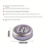 Luz Nocturna Táctil Inalámbrica de 3 LED - Adhesiva, Funciona con Pilas, Portátil, Fácil Instalación, Perfecta para Armarios, Pasillos, Baños y Más - No Requiere Cableado (Pilas No Incluidas)