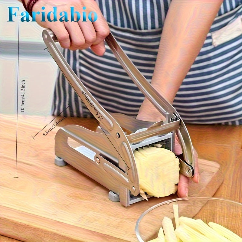 Faridabio Cortador de Papas Francés de Acero Inoxidable - Rebanar Patatas, Zanahorias y Cebollas con Facilidad | Herramienta de Cocina Duradera con Base de Succión | Adecuado para Uso Doméstico y Comercial, Ralladora de Verduras