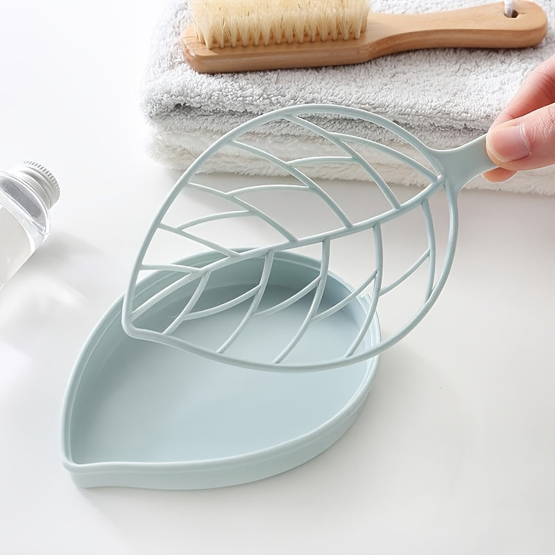 Jabonera con Forma de Hoja y Bandeja de Drenaje - Plástico Duradero, Perfecta para la Organización y Decoración del Baño