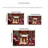 1 alfombra de Navidad con diseño festivo, antideslizante de poliéster para sala, cocina y entrada exterior, lavable a máquina, decoración navideña para interiores