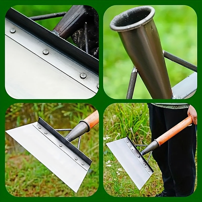 Pala multifuncional para jardín, pala de limpieza para jardín al aire libre, pala de limpieza de acero inoxidable, herramienta de desmalezamiento para jardín, adecuada para uso en trabajos de jardinería.