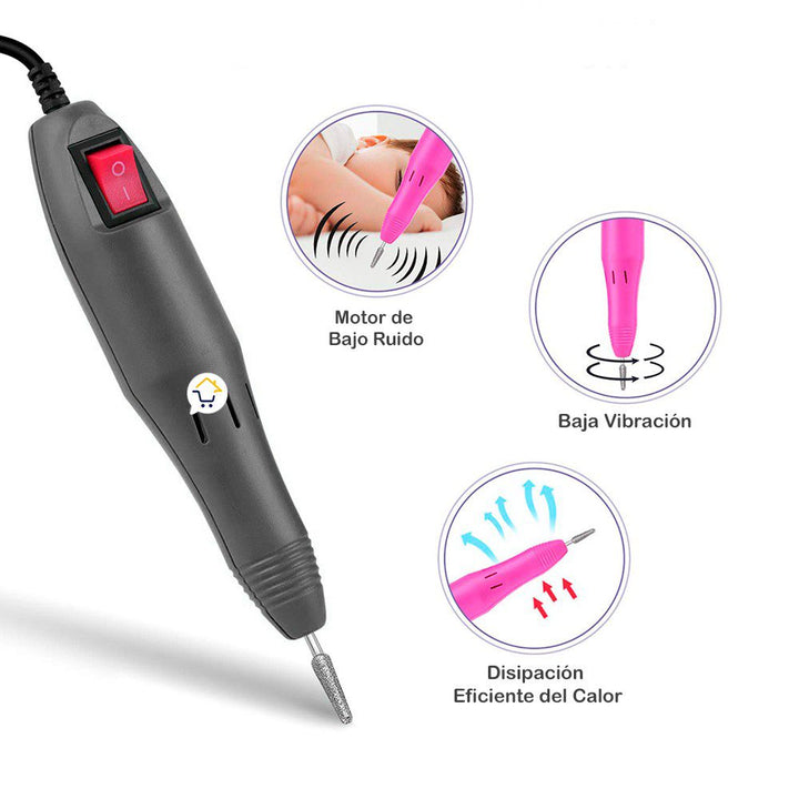 Kit Pulidor de Uñas Profesional Electrico Manicura Pedicura MZ000