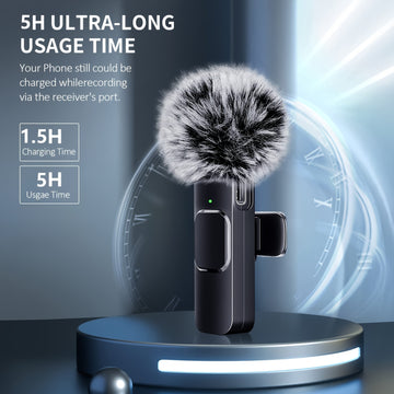 HOOSHU Micrófono inalámbrico de collar para iPhone y otros dispositivos Android, paquete de 2 unidades