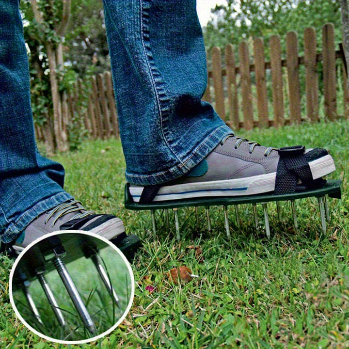 Un par de zapatos de jardín con clavos de 4.19 cm, ventiladores de césped de plástico y hierro resistentes, puntas de resina epoxi autoequilibradas para césped suelto y corte de pasto, herramientas manuales de jardinería, calzado robusto para exteriores,