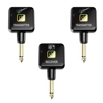 Mini Sistema Inalámbrico de Guitarra de 2.4GHz con Batería Recargable y Transmisor-Receptor de 4 Canales de Señal para Guitarra, Bajo y Otros Instrumentos Eléctricos