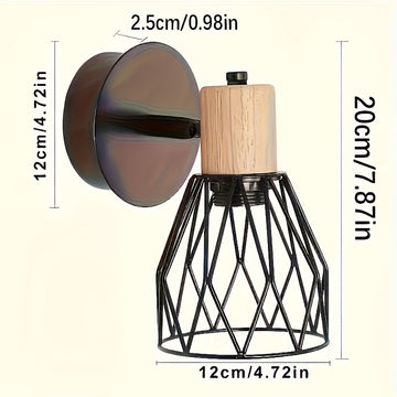 2 Piezas de Luz de Pared Semi-Encastrada Moderna con Diseño de Jaula Metálica - Estilo Industrial, Adecuada para Dormitorio o Sala de Estar - Base E26/E27 No Incluida, Iluminación para Dormitorio | Luz de Pared Moderna | Jaula Metálica 85V-265V