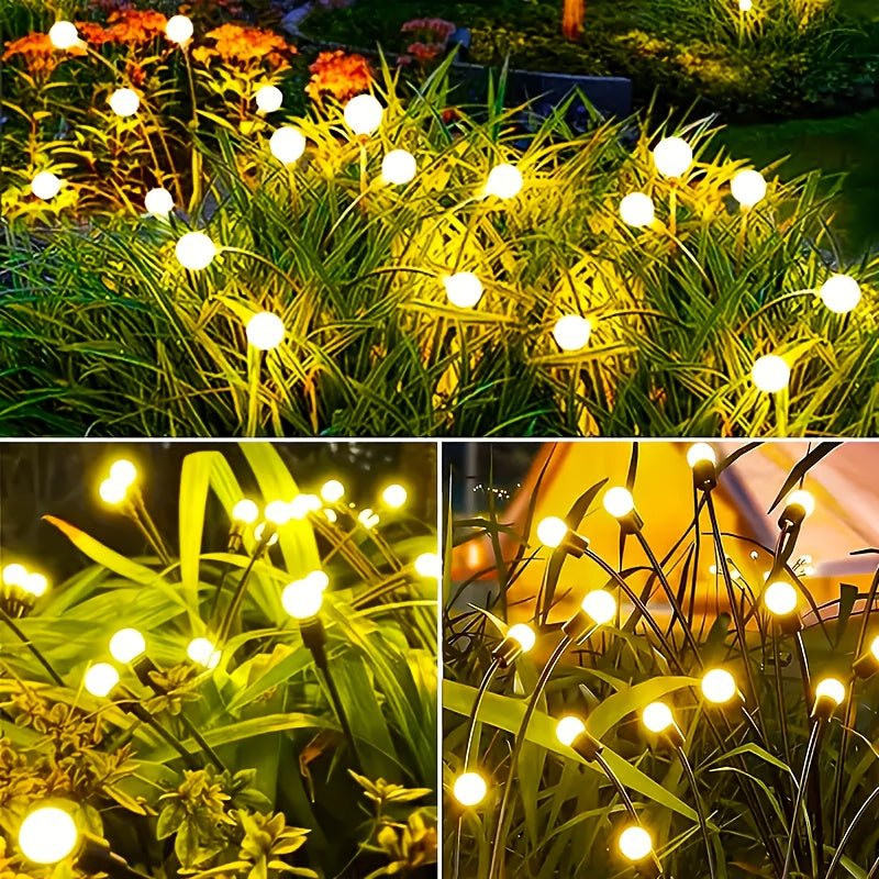 Luz de césped de luciérnaga solar de 6 cabezas - Decoración de jardín al aire libre con energía solar, luces brillantes amarillas, perfectas para regalos de Navidad, Halloween, Acción de Gracias y Pascua, decoraciones al aire libre con energía solar