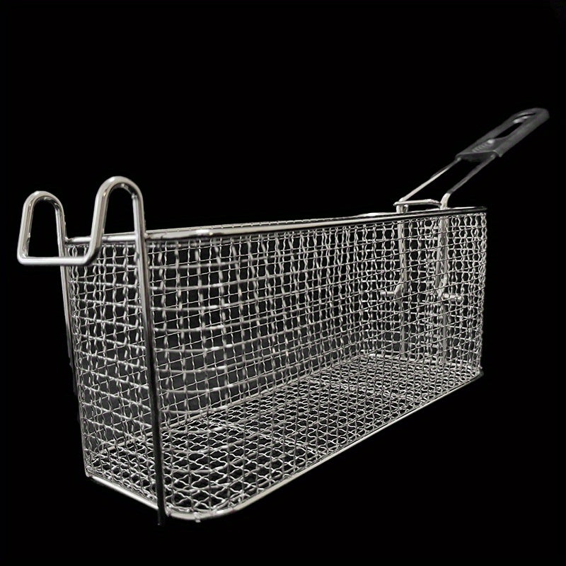 Cesta de freír cuadrada de metal plegable con asa - Ideal para papas fritas, nuggets de pollo y snacks | Cernidor de cocina duradero para freidoras y vaporeras | Perfecto para entusiastas de la cocina, cesta de freír para freidoras