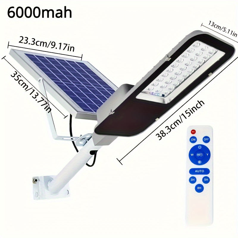 Lámpara solar para exteriores potente con batería de 6000/4000mAh, iluminación para jardín y patio, control remoto, ahorro de energía, panel solar, ideal para jardines florales