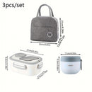 3 piezas/juego, juego de caja de almuerzo, bolsa aislada portátil reutilizable, taza de desayuno, adecuada para oficina, exterior, escuela, picnic, suministros escolares, caja de almuerzo, caja de bento, bolsa de almuerzo
