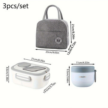 3 piezas/juego, juego de caja de almuerzo, bolsa aislada portátil reutilizable, taza de desayuno, adecuada para oficina, exterior, escuela, picnic, suministros escolares, caja de almuerzo, caja de bento, bolsa de almuerzo