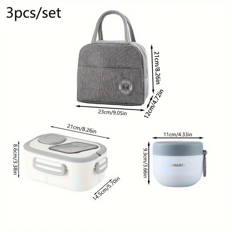 3 piezas/juego, juego de caja de almuerzo, bolsa aislada portátil reutilizable, taza de desayuno, adecuada para oficina, exterior, escuela, picnic, suministros escolares, caja de almuerzo, caja de bento, bolsa de almuerzo