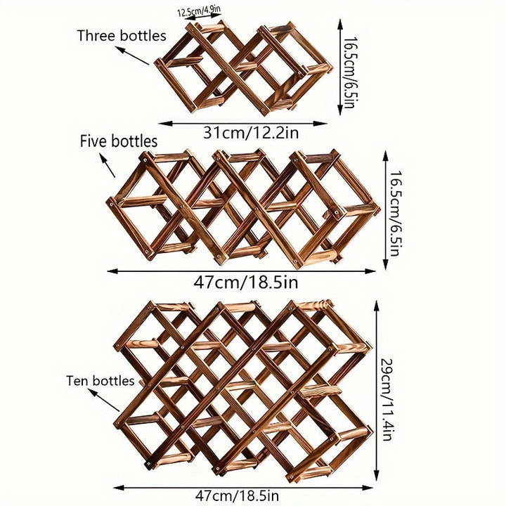 Estante de Vino de Madera Apilable - Diseño Plegable para Cocina y Comedor, Perfecto para Encimeras y Armarios