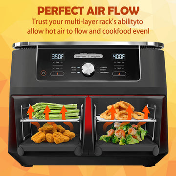 Juego de Accesorios para Freidora de Aire de 4 piezas con 2 Tapetes de Silicona para Freidora de Aire y 2 Rejillas de Acero Inoxidable para Freidora de Aire, Compatible con la Freidora de Aire de Doble Zona Ninja Food AF300UK AF400UK, para Accesorios de