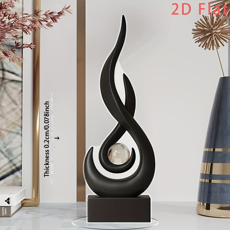 Adorno Decorativo de Llama Negra Elegante en Estilo Europeo, Material Acrílico, Piedra Mágica Iluminadora para Espacios Domésticos y Comerciales, Perfecta para Oficina, Sala de Estar y Bar | Regalo Ideal para Inauguración de Casa