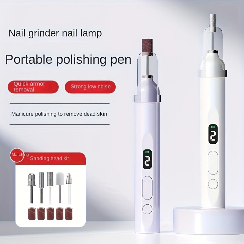 FEIYBA Taladro eléctrico profesional para uñas con broca y cinta de lijado, juego de lima para manicura y pedicura, herramienta de pulido para uñas en casa o salón