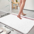 Alfombrilla de baño de lana coral ultra suave - Resistente al deslizamiento, absorbente y resistente a la decoloración, con superficie rosada y borde blanco, ideal para decoración del hogar, Navidad y accesorios de baño, alfombrilla de baño de piso
