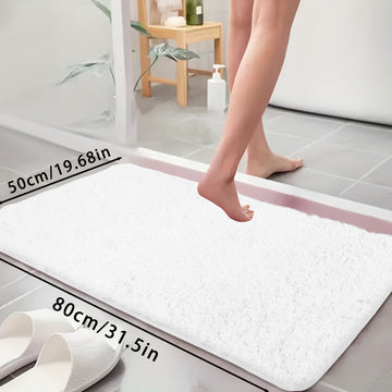 Alfombrilla de baño de lana coral ultra suave - Resistente al deslizamiento, absorbente y resistente a la decoloración, con superficie rosada y borde blanco, ideal para decoración del hogar, Navidad y accesorios de baño, alfombrilla de baño de piso