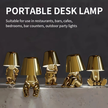 1 pza. Lámpara de escritorio moderna de oro y plata con puerto USB, luz nocturna LED ajustable de 3 vías para dormitorio, sala de estar, oficina.
