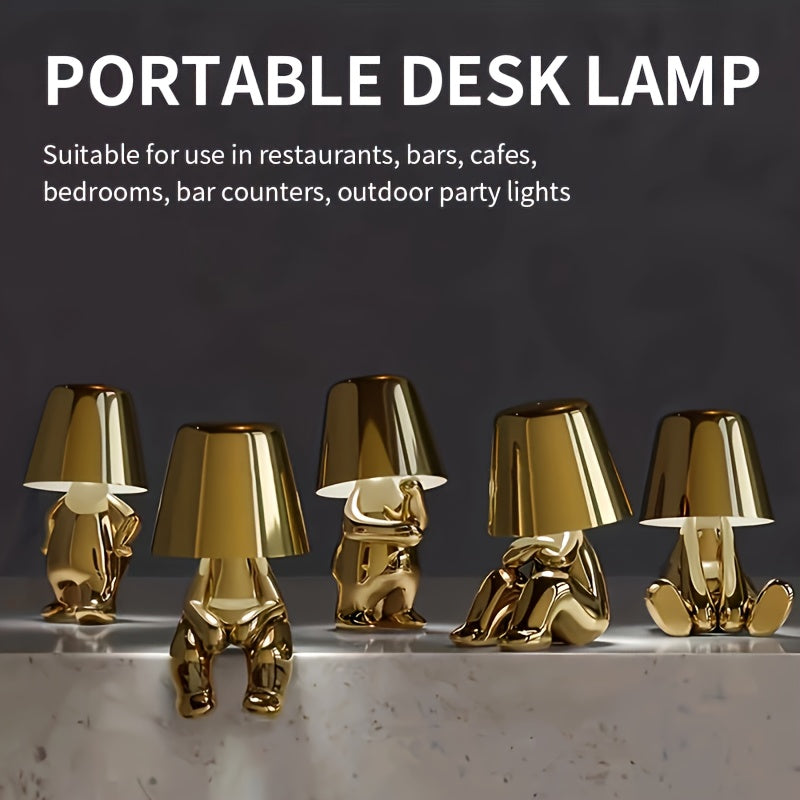 1 pza. Lámpara de escritorio moderna de oro y plata con puerto USB, luz nocturna LED ajustable de 3 vías para dormitorio, sala de estar, oficina.