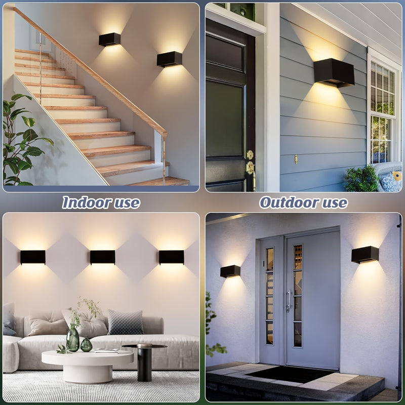 Luz de pared LED con cabeza doble y cabeza simple, luz de jardín de porche con temperatura blanca cálida de 3000K, iluminación comercial para calles y áreas, decoración de balcones y patios con lámpara de iluminación.