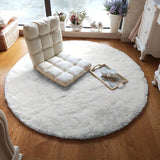 Alfombra Redonda Blanca Pura para Sala de Estar y Dormitorio, Alfombra de Noche, Alfombra para Pies, Alfombra para Silla de Computadora, Alfombra de Yoga
