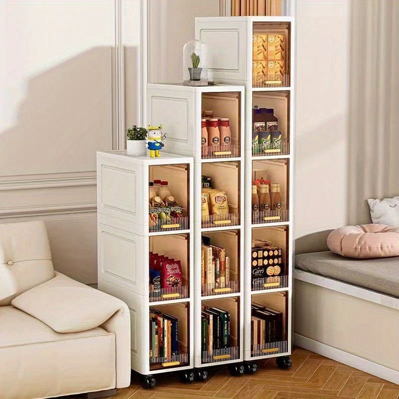 Gabinete de almacenamiento multifuncional de 3/4/5 niveles, impermeable y antipolvo, ideal para juguetes, snacks y ropa, organizador rectangular de plástico con superficie pintada