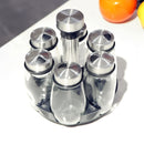 Juego de 7 frascos para especias con organizador giratorio, salero, frascos multiusos para cocina, frascos de vidrio, almacenaje a prueba de humedad - Ideal para organizar y almacenar en la cocina