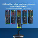 Micrófono SU8 con reducción de ruido, iluminación RGB, efecto de audio reverberante, interfaz USB Type-C para juegos y canto, equipo de audio para juegos | Micrófono moderno | Micrófono alimentado por USB