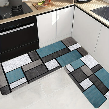 1 pieza de alfombrilla de cocina suave y espesa, lavable en máquina, alfombrilla rectangular de poliéster para entrada, sala de estar, lavandería, baño - Decoración interior con patrón geométrico elegante, alfombrilla de baño | Alfombrilla con patrón geo