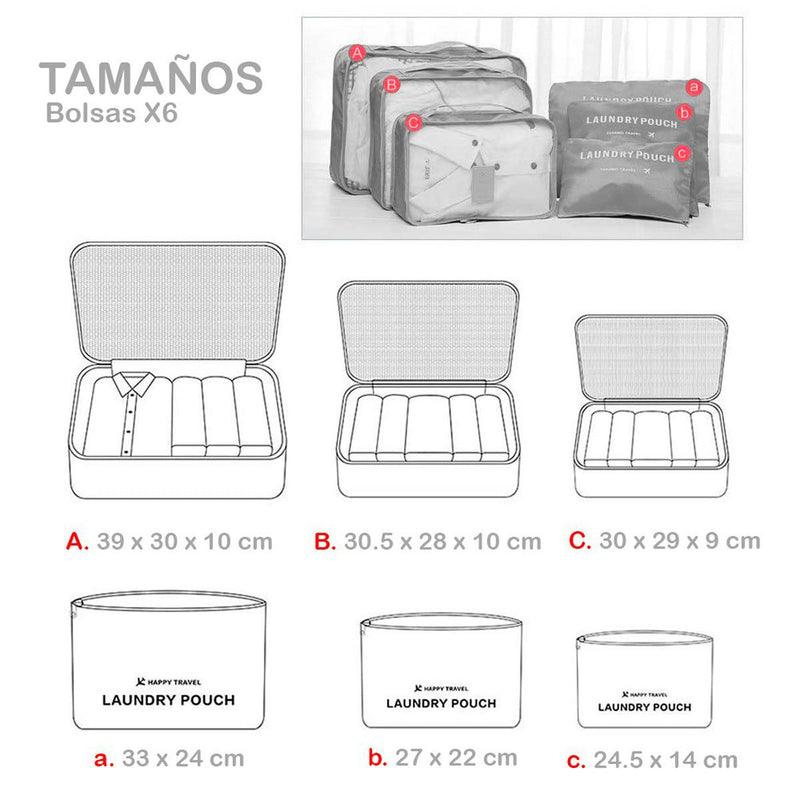 Organizador De Maleta Viajero Bolsos x6 Equipaje GM1911-211
