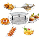 Juego de 8 Piezas para Freidora de Aire: Rejilla Apilable, Pinzas y Alfombrilla Reforzada - Rejilla de 3 Niveles para Cocina Saludable y Deshidratación, Compatible con Lavavajillas, Horno, Olla a Presión y la Mayoría de Freidoras de Aire, Herramientas Mu